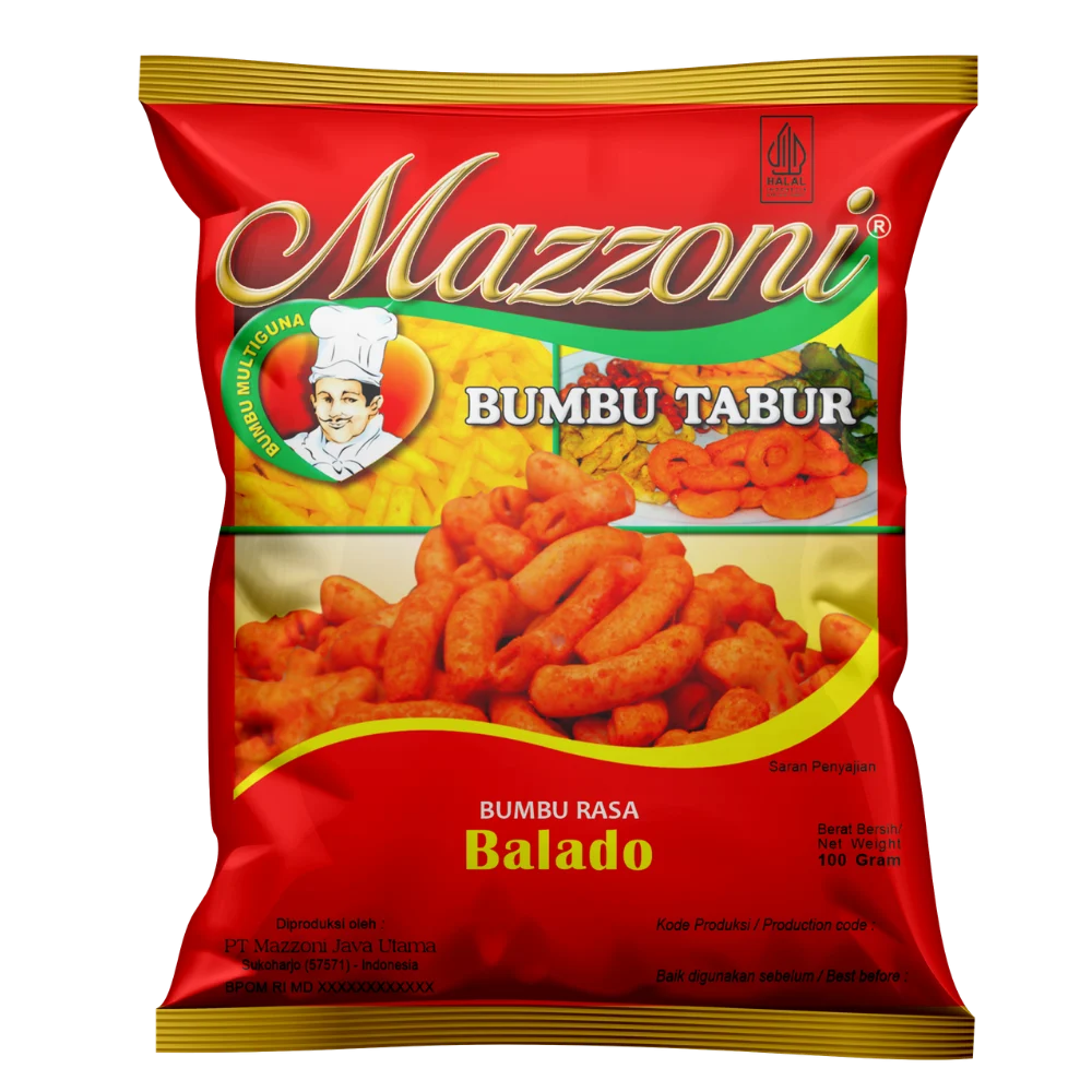 Kemasan Mazzoni Bumbu Tabur rasa Balado 100 gram